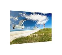 micasia Fond de hotte avec support épaisseur 4mm plage crédence cuisine phare verre trempé panneau mural bleu crédence en verre style maritim cuisine 2624 (60x40cm)