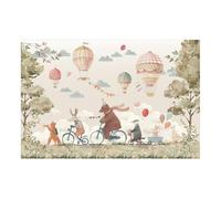 micasia Papier peint panoramique avec colle résistant aux UV animaux inodore montgolfière multicolore tapisserie murale aquarelle illustration chambre enfant bébé fille garçon 5030 (432x290cm)