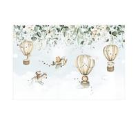 micasia Papier peint panoramique avec colle résistant aux UV animaux inodore montgolfière multicolore tapisserie murale aquarelle chambre enfant bébé fille garçon 5099 (384x255cm)