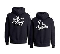 Micaxili Pull Couple Sweat à Capuche King Queen pour Couple Partenaire Sweat à Capuche Hoodie King Queen Mr Mrs 1 Pièce(BK-Queen-S)
