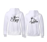 Micaxili Pull Couple Sweat à Capuche King Queen pour Couple Partenaire Sweat à Capuche Hoodie King Queen Mr Mrs 1 Pièce(WH-King-S)