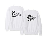 Micaxili Sweatshirt pour Couple Sweat Homme Femme King Queen Couple Cadeau Original Pull Couple Pull À Col Rond 1 Pièce(WH-King-XL)
