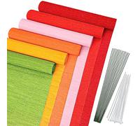 MicButty Lot de 6 rouleaux de papier crêpe 25 x 250 cm, ruban de crêpe, couleur verte, décorations pour fête et anniversaire