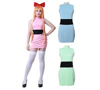 miccostumes Women's Costume Anime Hero Cosplay Tube Dress With Red Bowknot Headband Halloween(women xl, light pink)