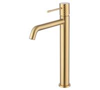 Mice BDG053-3OC Robinet mitigeur avec bec haut pour lavabo en laiton avec technologie d'ouverture à froid Convient pour eau froide/chaude Robinetterie design pour lavabo Doré brossé