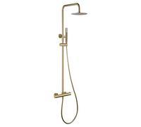MICE BTG053/OC Barre de douche thermostatique en acier inoxydable avec pommeau de douche, poignée et support Doré brossé