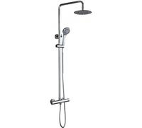 MICE BTK017-ECO Colonne de douche thermostatique en acier inoxydable avec barre extensible, robinet de salle de bain avec contrôle de la température, pommeau et pommeau de douche série Eco-Kent chromé