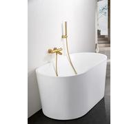 MICE COLLECTION BTM039-4OC Ensemble de robinet thermostatique de douche et baignoire - Kit de salle de bain en laiton - Robinetterie de salle de bain theroistatique avec bec doré brossé BTM039-4