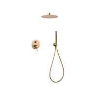 MICE COLLECTION Ensemble de douche avec insert de plafond, mitigeur à levier unique pour salle de bain, 2 voies, robinetterie de bain, or brossé, mitigeur de plafond intégré à levier unique