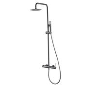 MICE - Colonne de douche avec mitigeur intégré en acier inoxydable - pommeau extra-plat - Robinetterie salle de bain couleur Black Gun Metal