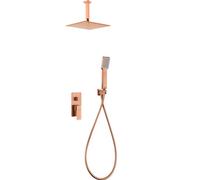 MICE - Douche encastrée plafond - Mitigeur kit de douche avec pommeau carré, pommeau de douche - Robinets de salle de bain or rose brossé - GPC061/ORC