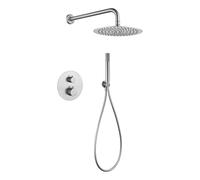 MICE - Ensemble de douche, kit thermostatique douche mural - 2 voies - robinetterie de salle de bain thermostatique (nickel brossé)