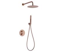 MICE Ensemble de douche thermostatique encastré avec pommeau mural - Douche encastrée avec contrôle de la température - Robinets de salle de bain Série Napoli (Or rose brossé)