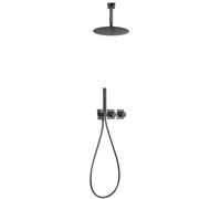 MICE Ensemble de douche thermostatique encastré avec pommeau mural - Robinetterie thermostatique de salle de bain - Ensemble de douche encastré - Douches design (Black Gun Metal)