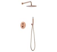 Mice - Ensemble de douche thermostatique encastré mural, kit thermostatique de douche encastré 2 voies - Robinetterie salle de bain Série Line Couleur or rose brossé