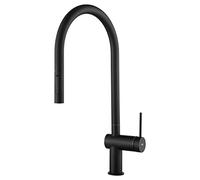 MICE/IMEX - Robinetterie de cuisine mitigeur extractible - Robinet mitigeur d'évier avec système d'économie d'énergie - Mitigeur eau froide / chaude - Bec rotatif à 360° - Noir mat