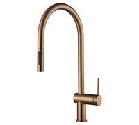 MICE/IMEX - Robinetterie de cuisine monocommande extractible - Robinet monocommande d’évier avec système d’économie d’énergie - Mélangeur eau froide/chaude - Bec rotatif à 360° - Or Rose Brossé