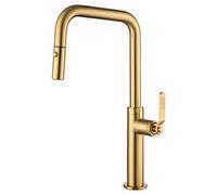 Mice Robinet de cuisine extensible avec double jet diffuseur et poignée flexible à 360 degrés Doré brossé Série Nice GCE027/OC Imex