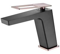 MICE - Robinet de lavabo - Robinetterie de salle de bain monocommande pour lavabo à levier carré série Suède BDC032-1NOR noir mat et or rose