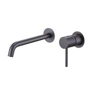 Mice - Robinet encastré monocommande de lavabo avec montage mural - Robinets encastrés de salle de bain pour lavabo - Couleur Black Gun Metal - GLM039/BGM - Gris foncé satiné - Série Monza