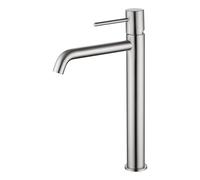 Mice - Robinet mitigeur de lavabo bec haut fabriqué en laiton - Robinetterie salle de bain chromée - pour lavabos - Monza (nickel brossé)