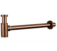 MICE SCL002/ORC - Siphon pour lavabo ou bidet, kit de vidange - Piège avec ouverture de nettoyage + instructions d'installation - Siphon design, siphon de tuyau or rose brossé