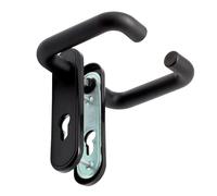 Micel - 00234 - Jeu de poignée coupe-feu avec trou de porte de 72 mm avec plaque d'acier et nylon et finition noire. 168 x 44 mm.