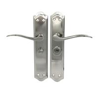 MICEL - 02038 - Poignée de porte avec condamnation pour poignée de porte de 47 mm, main droite, avec béquille, 2 clés, finition nickel satiné, couleur argent, 120 x 256 x 55 mm