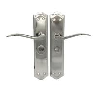 MICEL - 02039 - Poignée de porte avec condamnation pour poignée de porte de 47 mm, main gauche, avec béquille, 2 clés, finition nickel satiné, couleur argent, 120 x 256 x 55 mm
