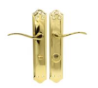 MICEL - 02040 - Poignée de porte droite pour poignée de porte de 70 mm, avec béquille et 2 clés, finition laitonnée, couleur dorée, 120 x 256 x 55 mm