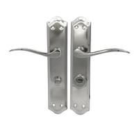 MICEL - 02042 - Poignée de porte droite pour poignée de porte de 70 mm, avec béquille et 2 clés, finition nickel satiné, couleur argent, 120 x 256 x 55 mm