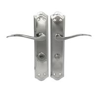 MICEL - 02043 - Poignée de porte avec condamnation pour poignée de porte de 70 mm, main gauche, avec béquille, 2 clés, finition nickel satiné, couleur argent, 120 x 256 x 55 mm