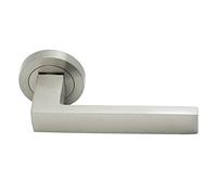 Micel - 03931 - Jeu de poignée avec rosette 50 mm et poignée carrée, finition nickel satiné, couleur argent, 135 x 50 x 54 mm