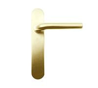 Micel - 05755 Jeu de poignée de porte avec plaque d'angle incurvé et poignée en acier inoxydable, couleur or PVD, 225 x 138 x 66 mm