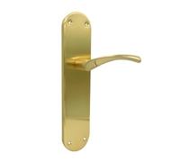 Micel - 07078 - Poignée de porte avec plaque en acier large et poignée en aluminium, finition laiton satiné, couleur or, 280 x 145 x 70 mm