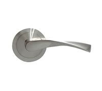 Micel 07082 - Jeu de poignée avec rosace large (65 mm) et poignée en aluminium, finition nickel satiné, couleur argent, 135 x 65 x 65 mm