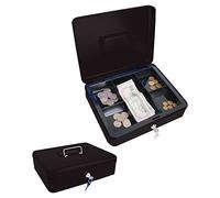 MICEL - 13402 - Boîte de débits avec clé, pour compter et transporter de l'argent, avec poignée en acier, avec plateau de rangement, noir, 300 x 240 x 90 mm