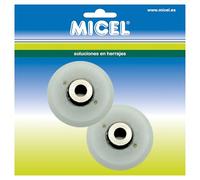 MICEL - 92711 - Roulements pour paroi de douche, avec axe long et douille intérieure traversante, lot de 2 unités, en acier avec revêtement en polyamide, finition blanche, 25 x 25 x 9 mm