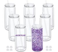 Micellwuu Lot de 8 gobelets en acrylique à double paroi avec trou pré-percé, pour boule à neige à paillettes et bricolage (transparent)