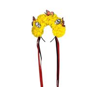 MICFENY Coiffe légère et réglable en forme de tête de mort avec fleurs artificielles - Accessoire d'Halloween pour adultes