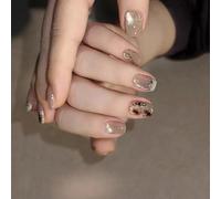 MICFENY Lot de 30 faux ongles œil de chat à bout français - Couverture complète - À coller sur les ongles - Pour femme