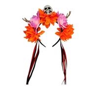 MICFENY Serre-tête réglable en forme de tête de mort avec mains squelettes florales pour Halloween, accessoire de costume pour homme et femme