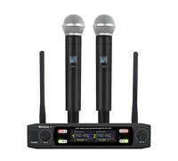 micfuns K7 Kit de microphone professionnel sans fil 2 portable VHF 230-250 MHz 100 m pour karaoké, fête, langue