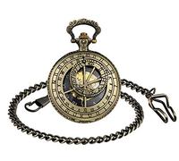 MICGIGI - Homme - Montre de poche avec chaîne - Analogique - Remontage manuel - 12 constellation - Montre mécanique creuse - Bronze