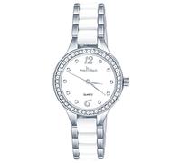 MICGIGI Montre à Quartz pour Femme Céramique Blanche Ronde Montre analogique avec Cadran décontracté,Bracelet en Alliage d'acier Inoxydable