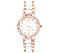 MICGIGI Montre à Quartz pour Femme Céramique Blanche Ronde Montre analogique avec Cadran décontracté,Bracelet en Alliage d'acier Inoxydable