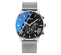 MICGIGI Montre analogique à Quartz pour Homme avec Bracelet en Maille d'acier Inoxydable étanche