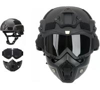 Mich Airsoft Casque Et Masque Ensemble, Airsoft Masque avec Lunettes Antibuée Amovibles CS Airsoft Shoot Halloween Cosplay Riding Party Full Face Protection Tactical Masque