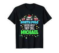 Michael Christmas Michael Name, Assistant du pôle Nord T-Shirt Graphique avec Valeur