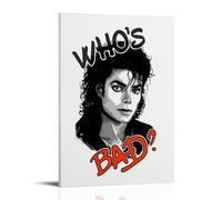 Michael Jackson Bad Visage noir et blanc simple Poster décoratif sur toile, art mural, pour salon, chambre à coucher, art mural, impression photo, moderne, décoration de salle familiale, 30 x 45 cm